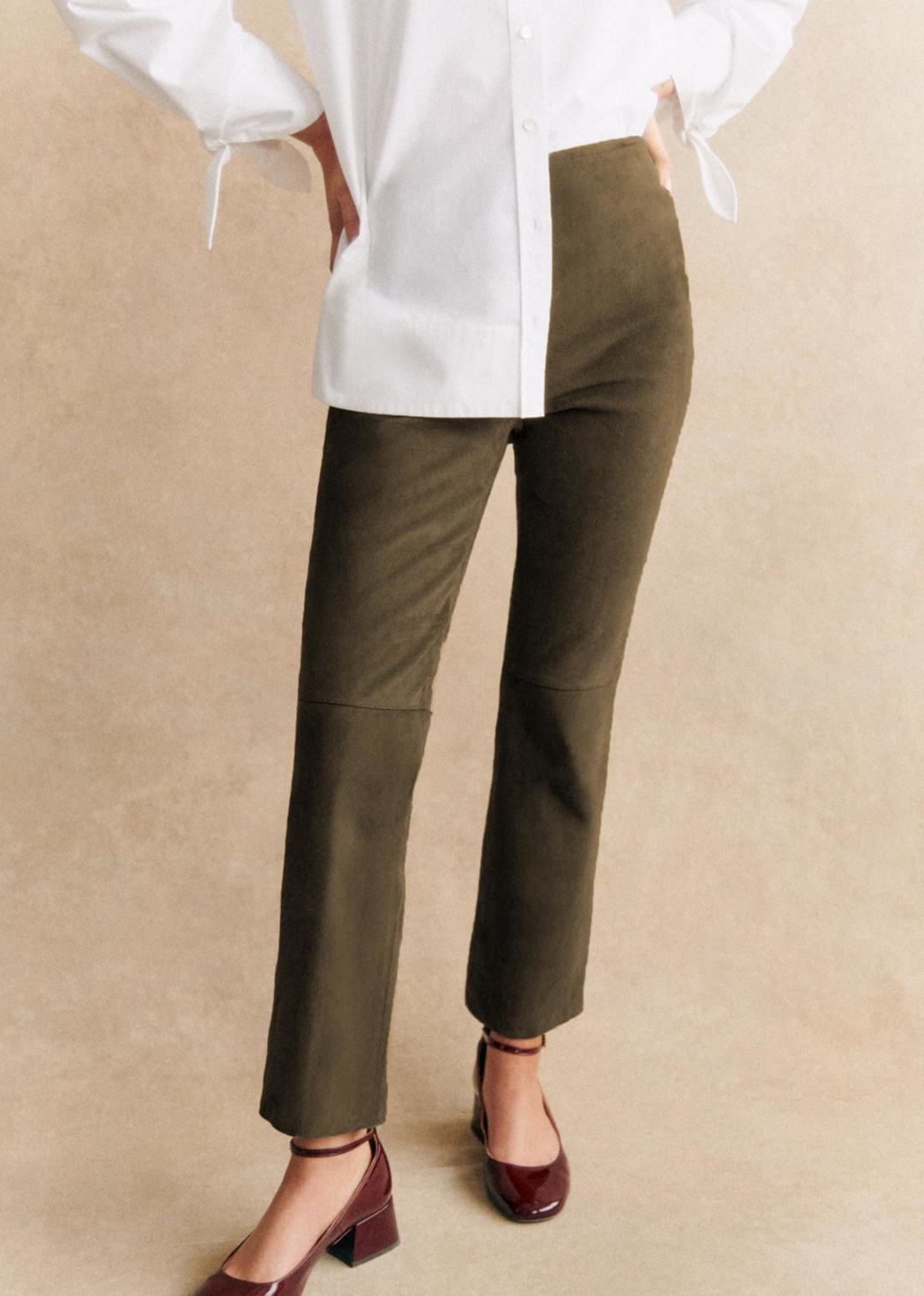 High Waisted Flared Cropped Trousers