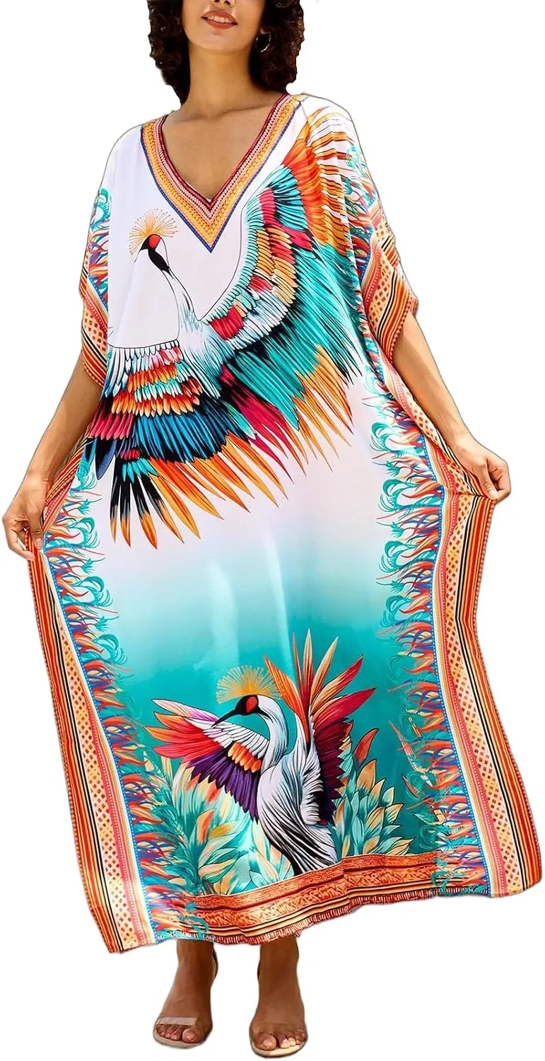 Women's Plus Size Beach Lounge Kaftan Maxi Dress swimsuit coverup for women
