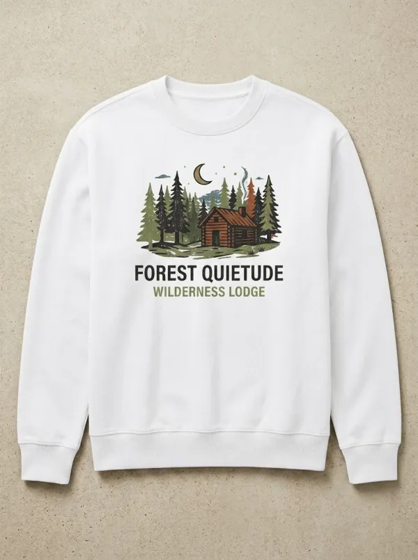 Unisex Nature Lover Forest Cabin Wilderness Printed Sweatshirt
