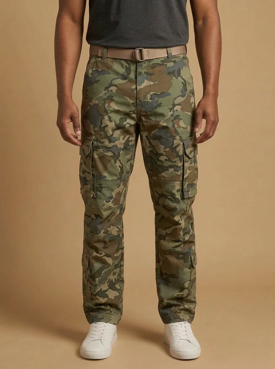 Men's Classic Camo Reinforced-Knee Utility Cargo Pants