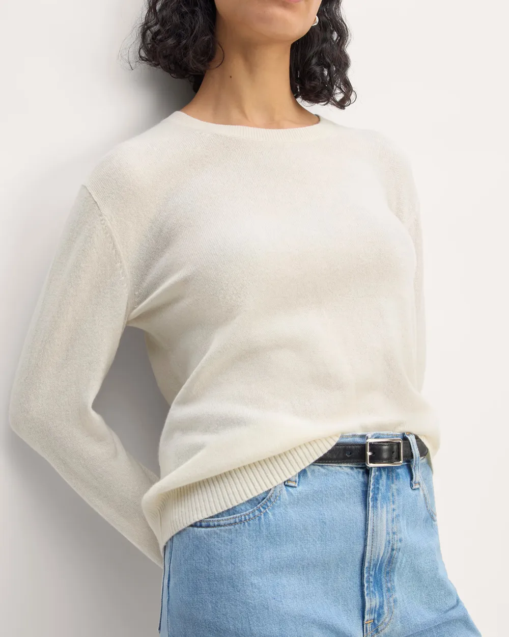The White Classic Crew in Cashmere
