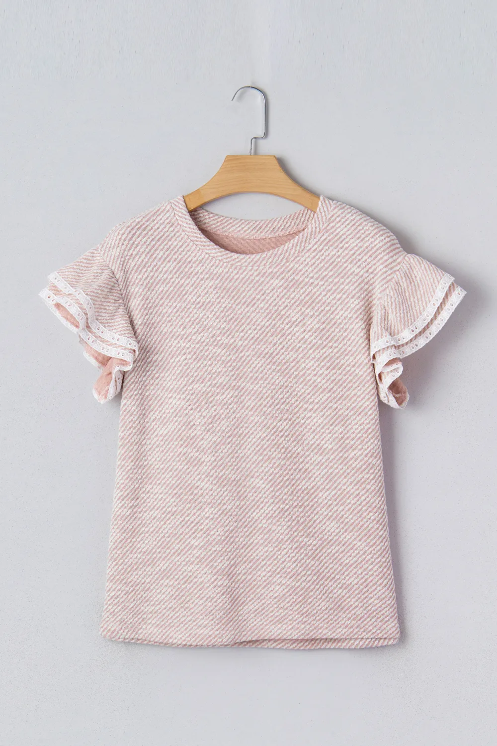 Light Pink Twilled Print Lace Blouse