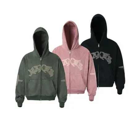 Gothic Embroidered Double-Zip Hoodie