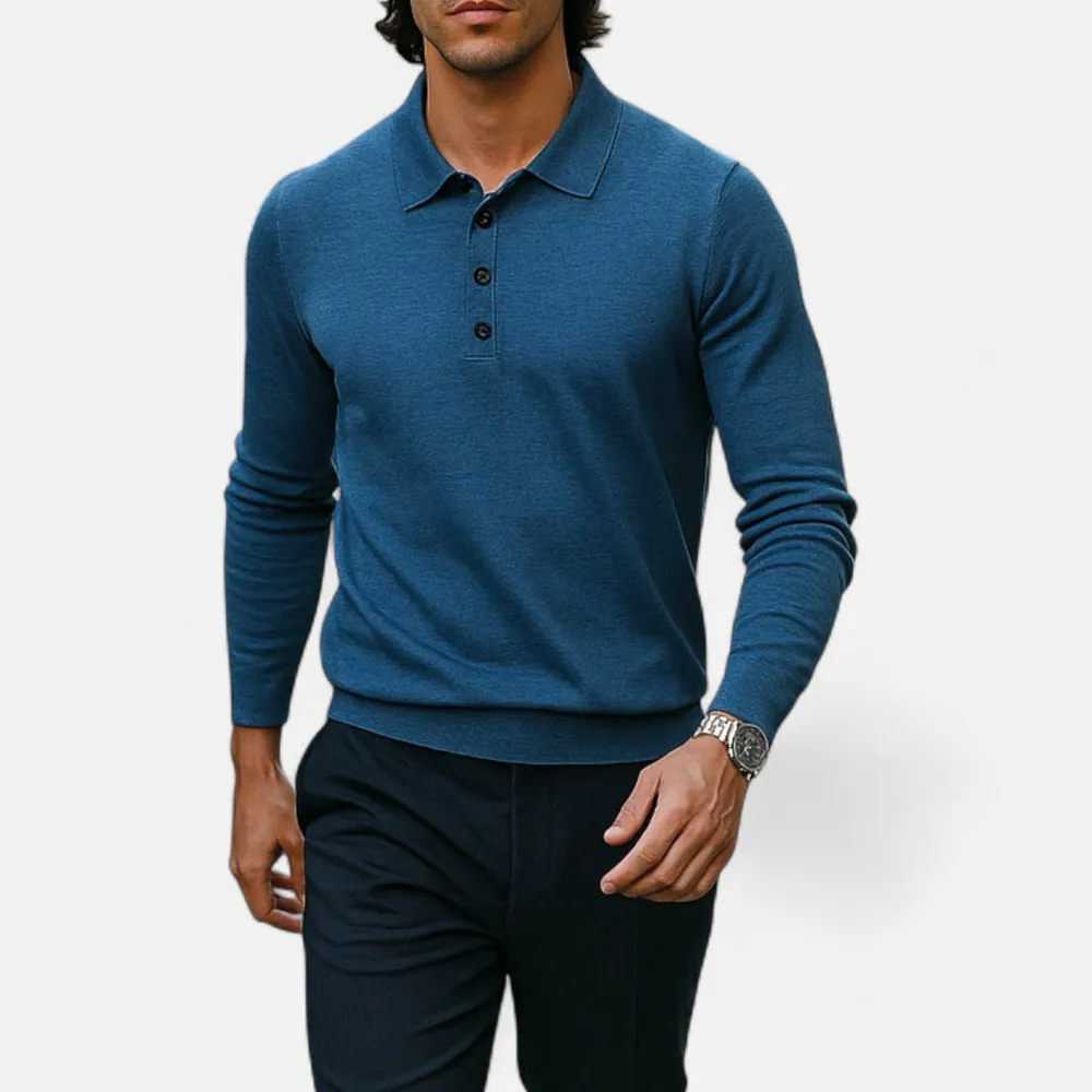 Denim Wool Polo Shirt