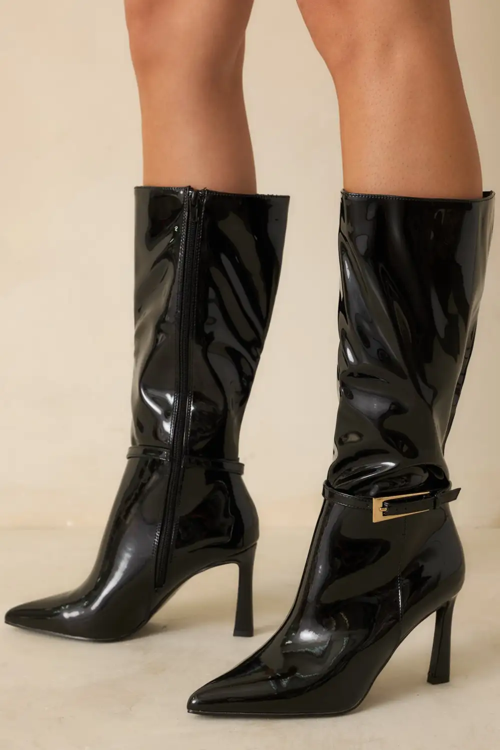 Relaxed Faux Leather Leather Boots