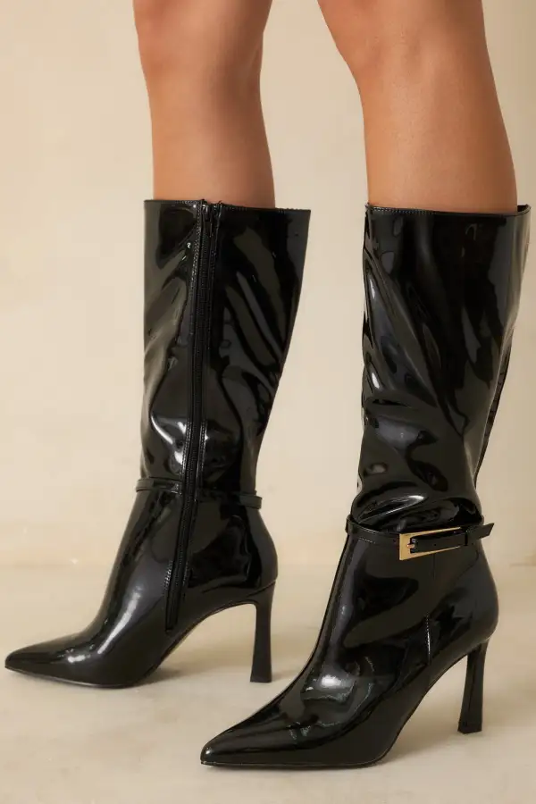 Relaxed Faux Leather Leather Boots
