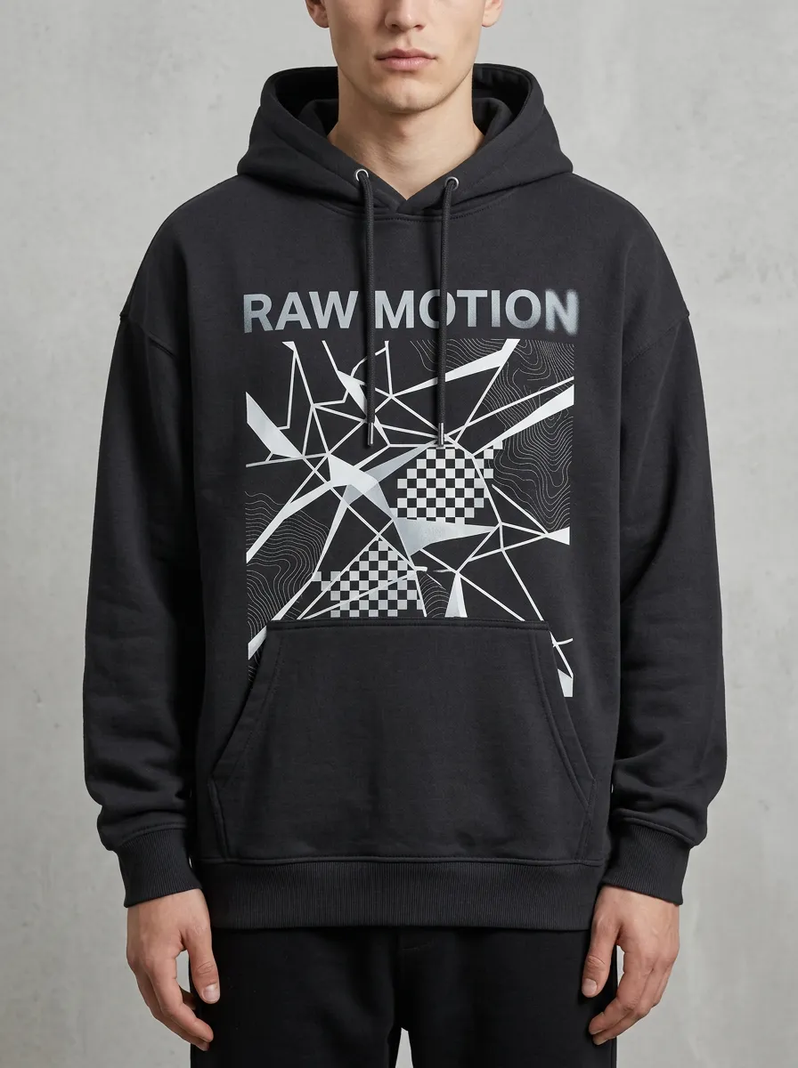 Urban Checkered Geometric Men's Graphic Hoodie