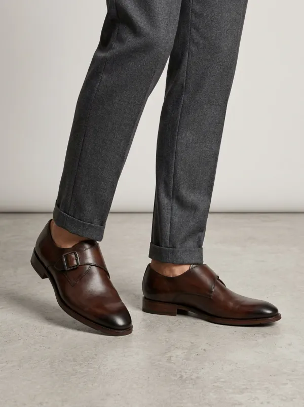 Men's Classic Business Leather Monk Strap Shoes