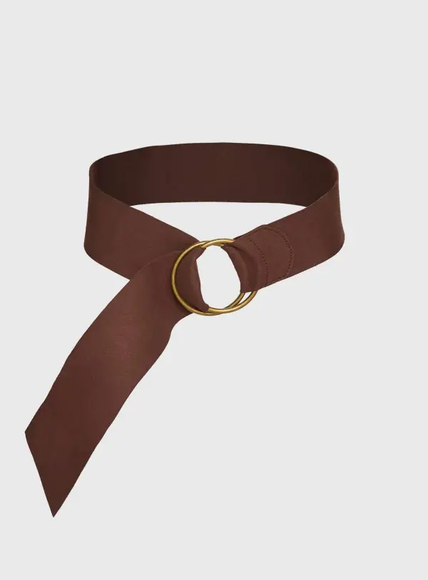 Sleek Buckle Suede-Like Belt