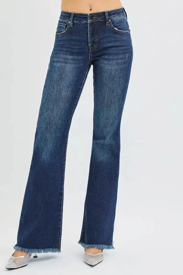 Everyday Mid Rise Raw Hem Flare Jeans