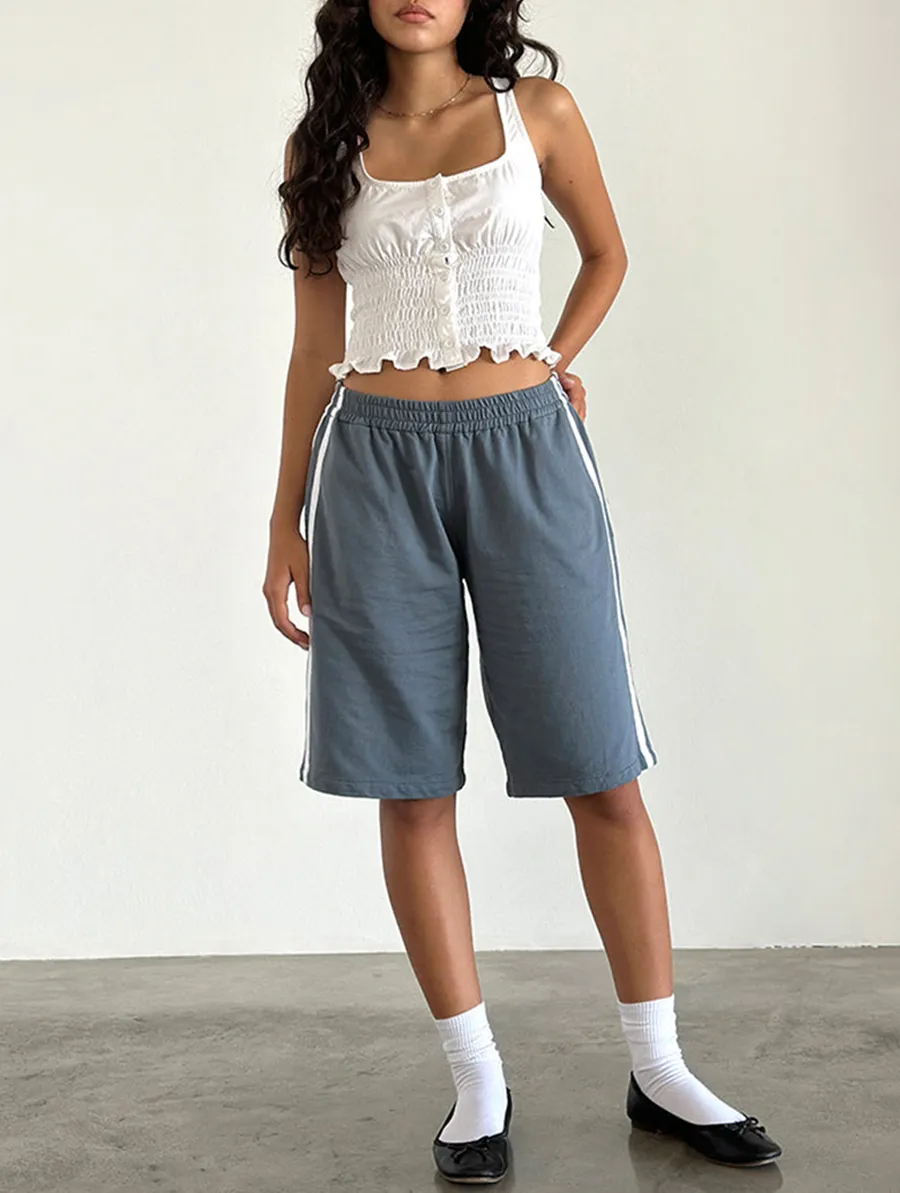 Short In Blue Mirage With White Stripe