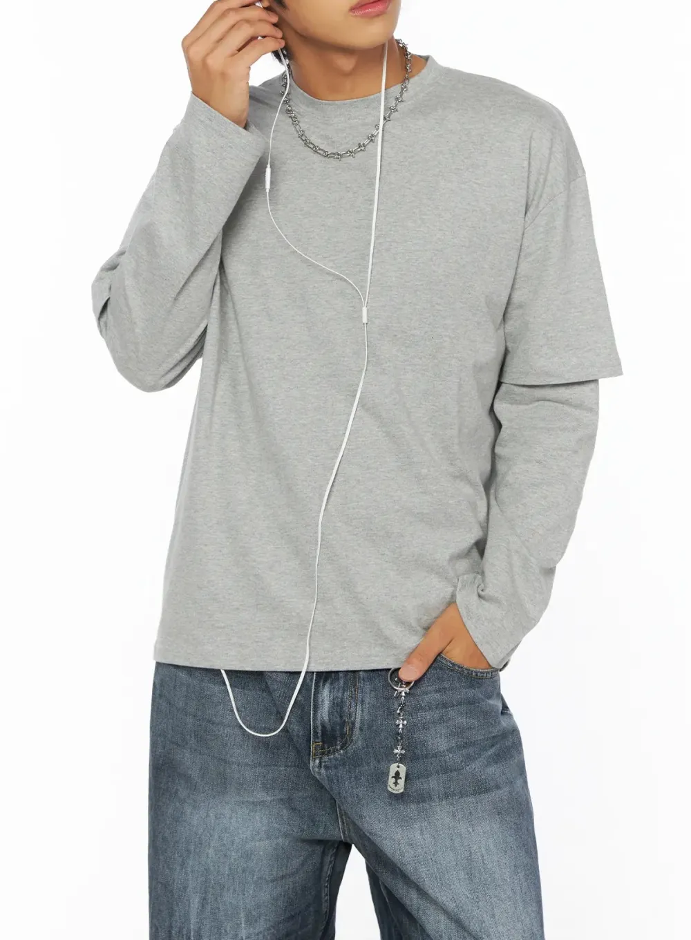 Men's Basic Layered Long Sleeve Tee