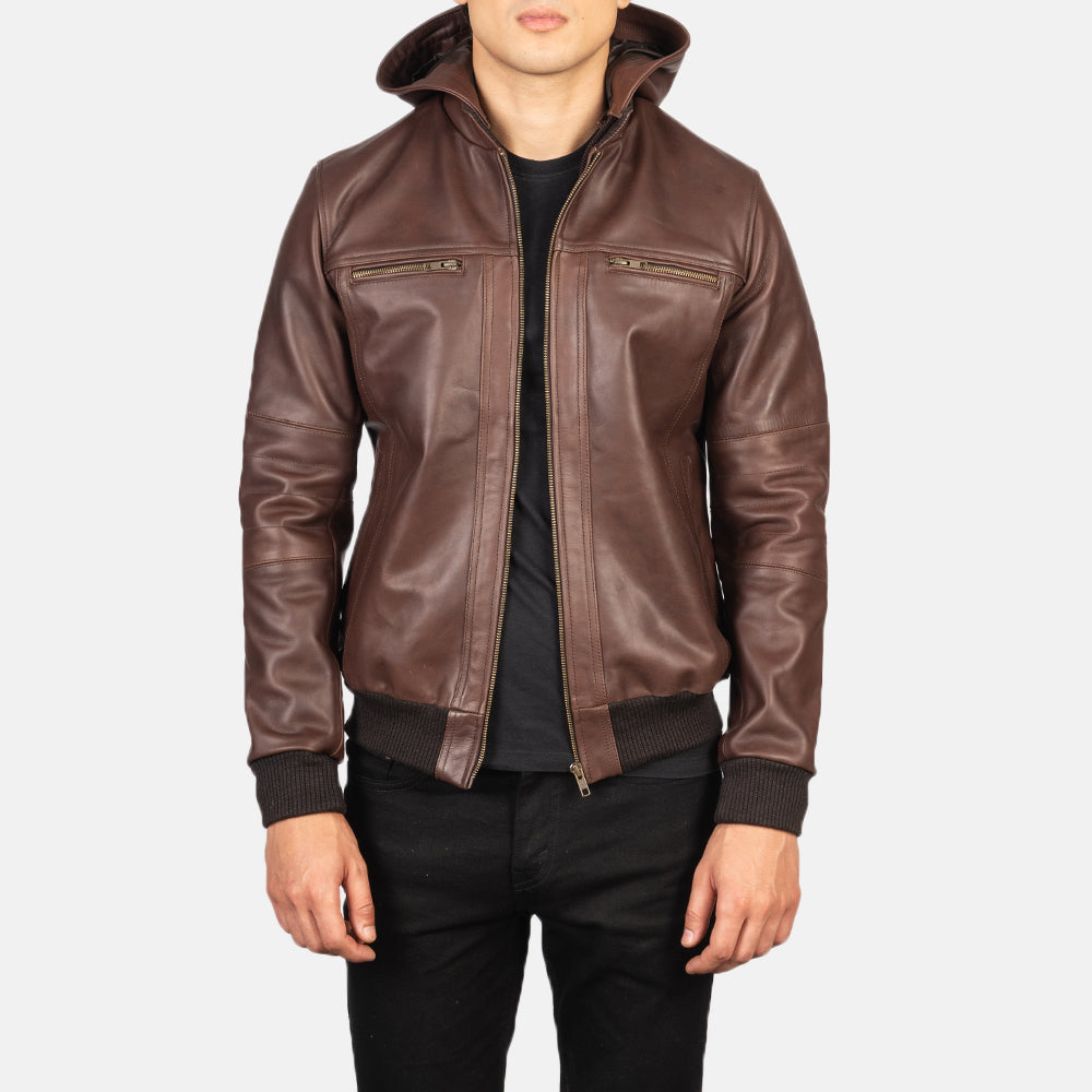 Men's Clean Line Bomber Leather Jacket