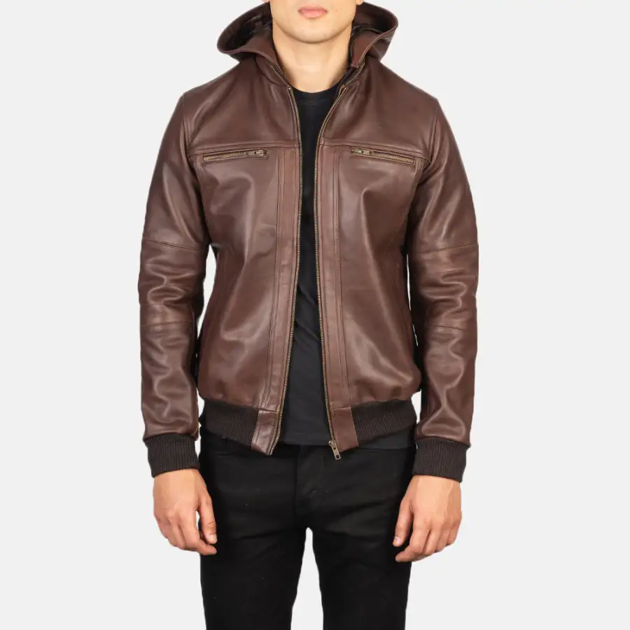 Men's Clean Line Bomber Leather Jacket