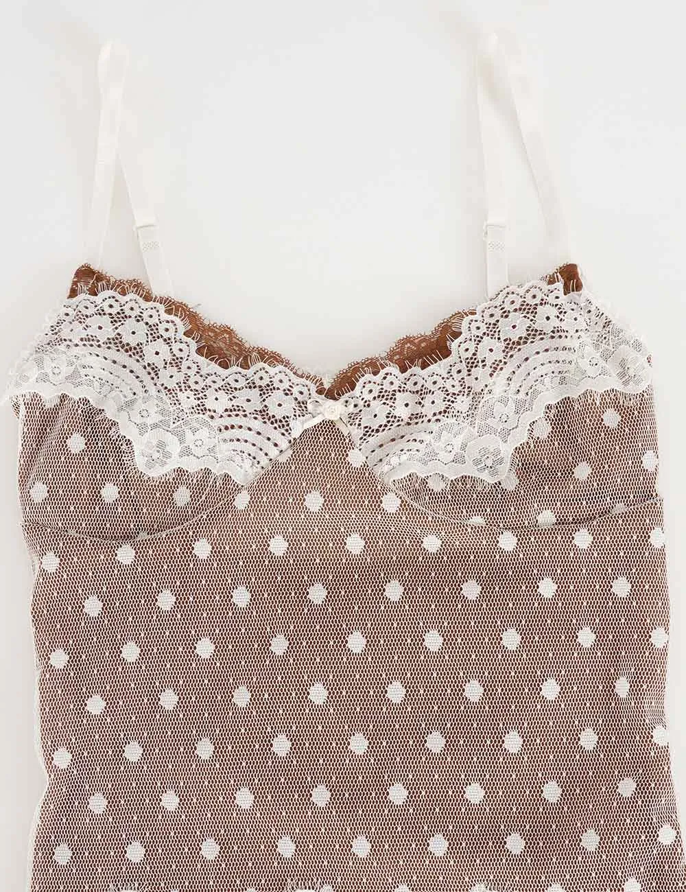 Lace Polka Dot Scalloped Hem Cami Top