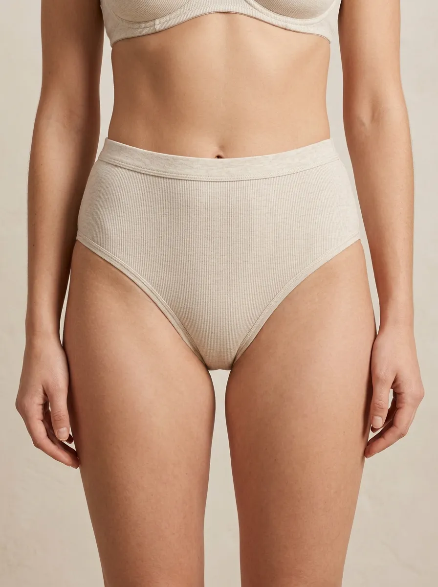 Classic Ribbed High-Waisted Minimalist Fit Women's Panties
