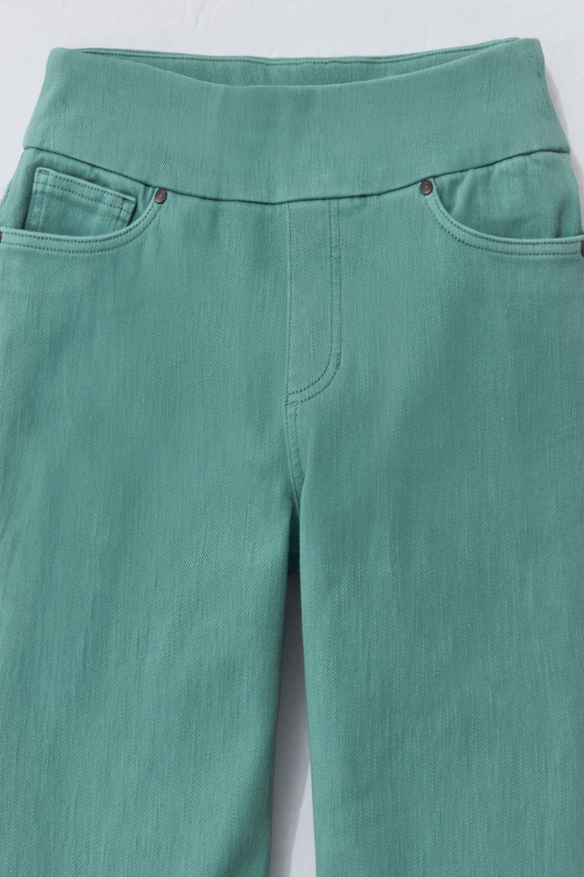 Knit Denim Mid Rise Slim-Leg Ankle Jeans