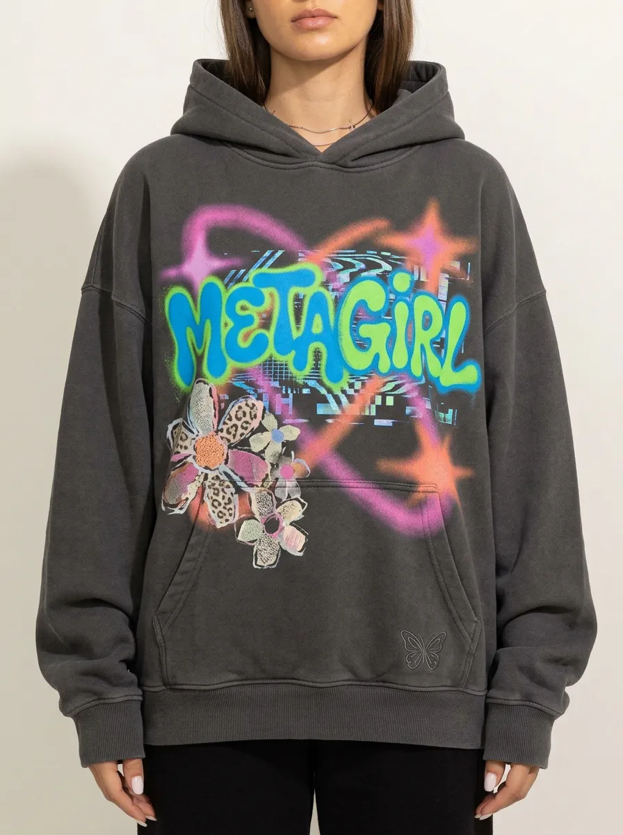 Unisex Urban Streetwear Graffiti Floral Hoodie