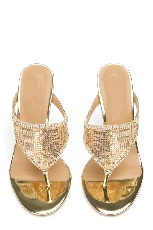 Crystal Embellished Toe Thong Stiletto