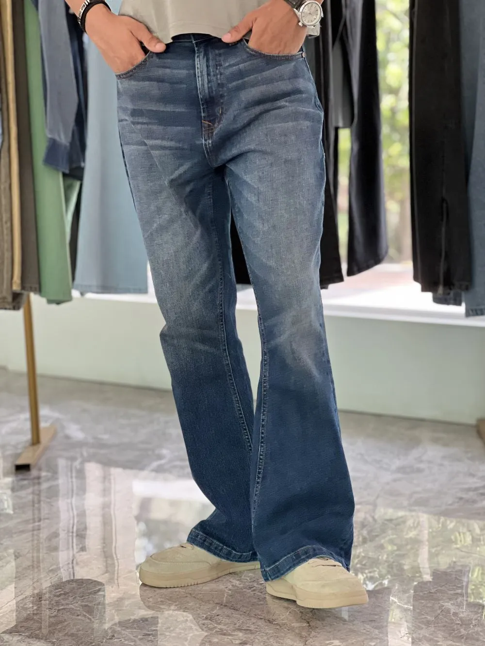 Relaxed-Fit Mid-Rise Bootcut Jeans