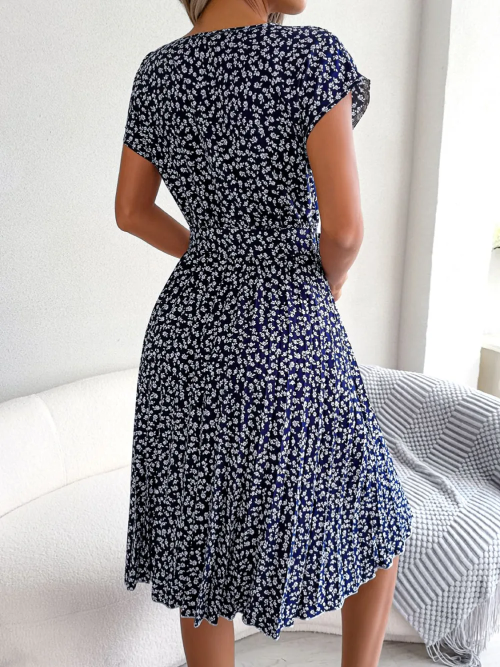 Soft Pleated Floral Dress