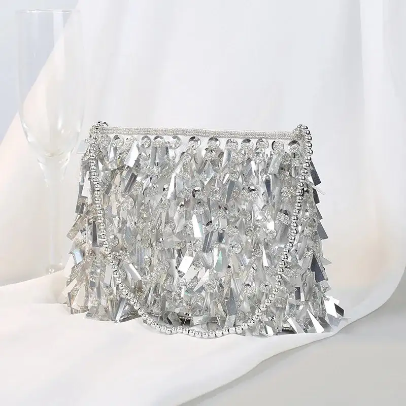 Glamorous Detail: Rhinestone Tassel Messenger Bag