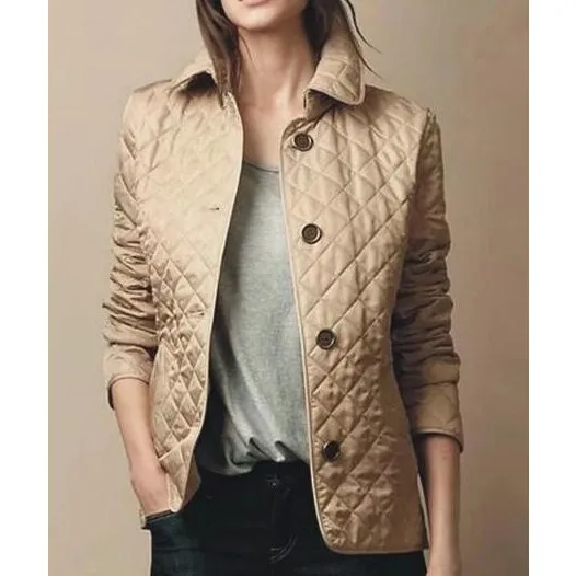 Checked Padded Button Front Jacket