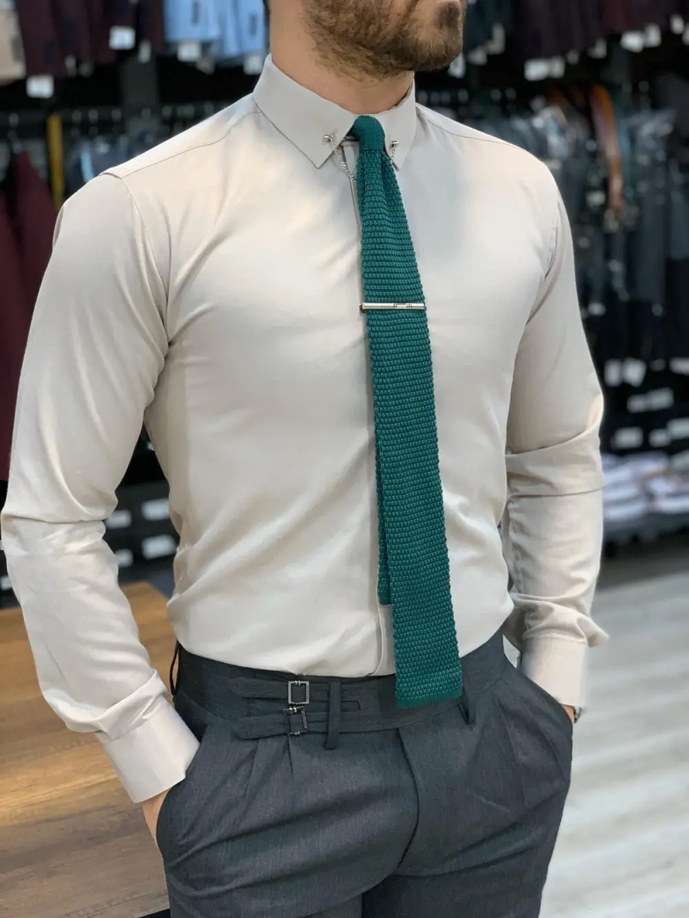 Classic Structured Slim Fit Cotton Casual Shirt