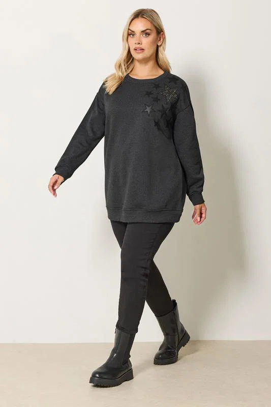 Grey Eyelet Star Detail Sweatshirt detail 1
