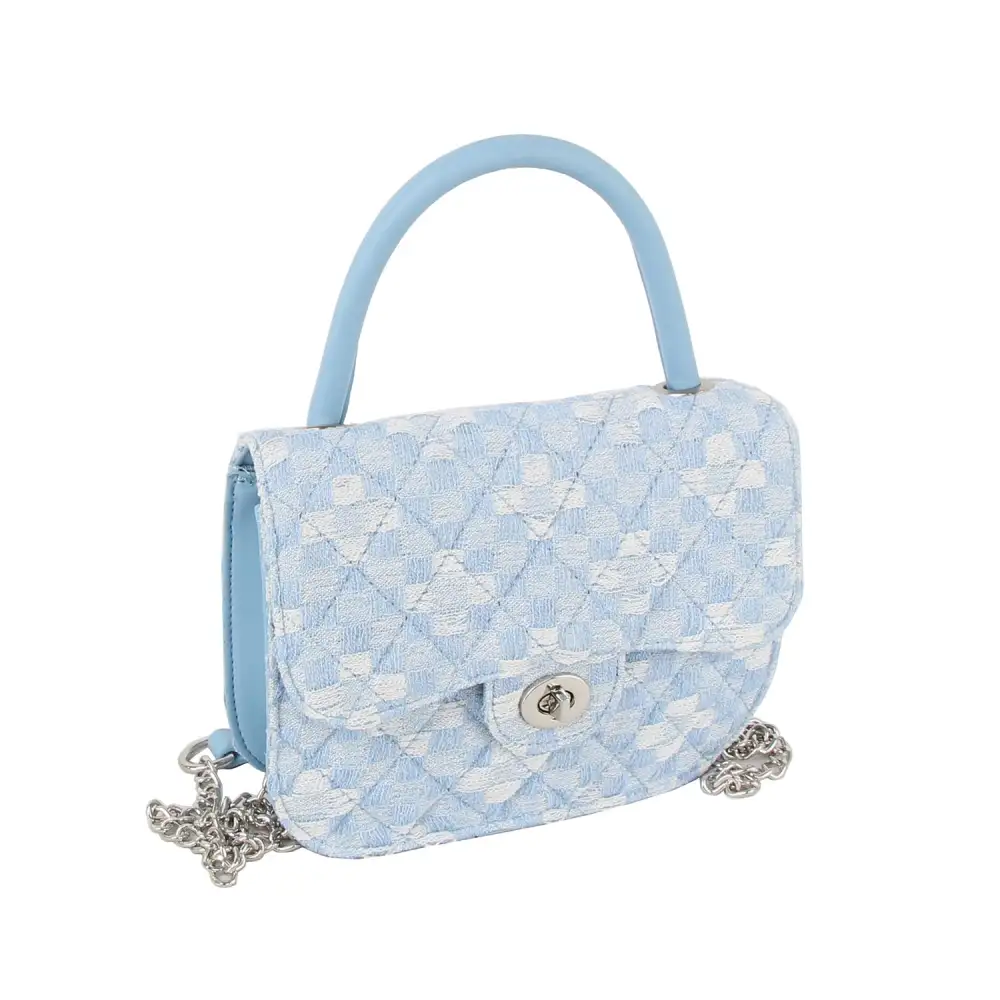 Modern Detail Quilted Chain Accent Flap Front Faux Leather Shoulder Bag