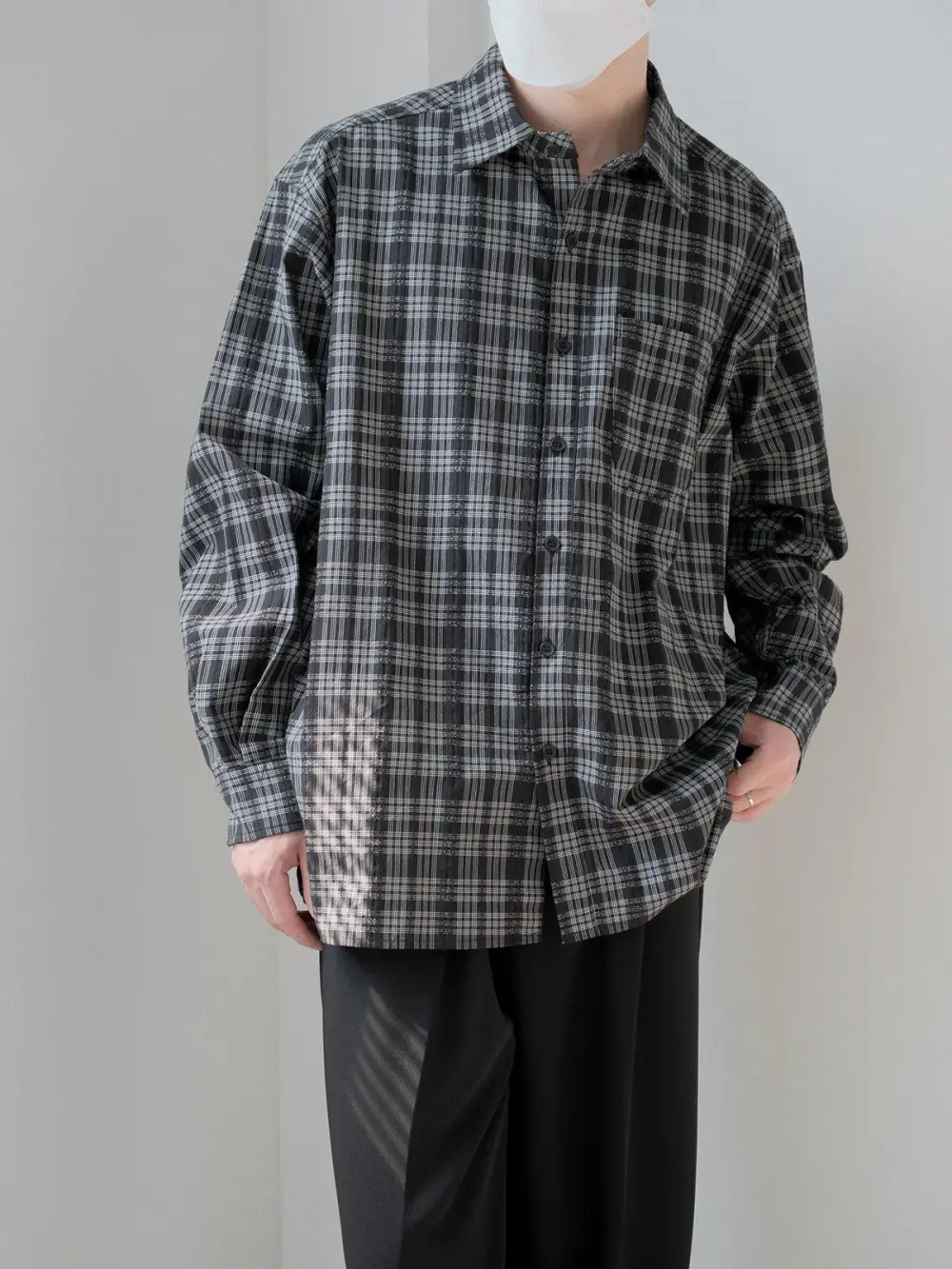 Lace And Plaid Pattern Shirt