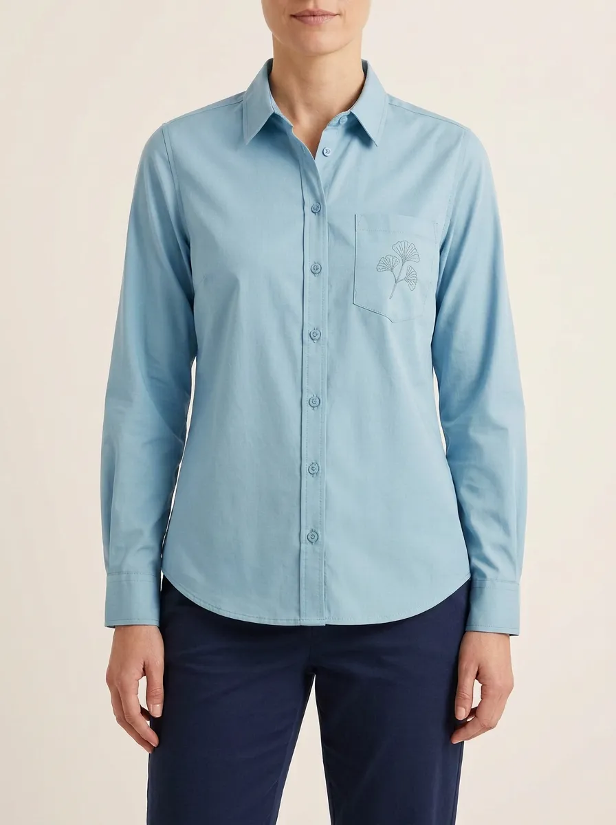 Women's Ginkgo-Pocket Tailored Point-Collar Shirt