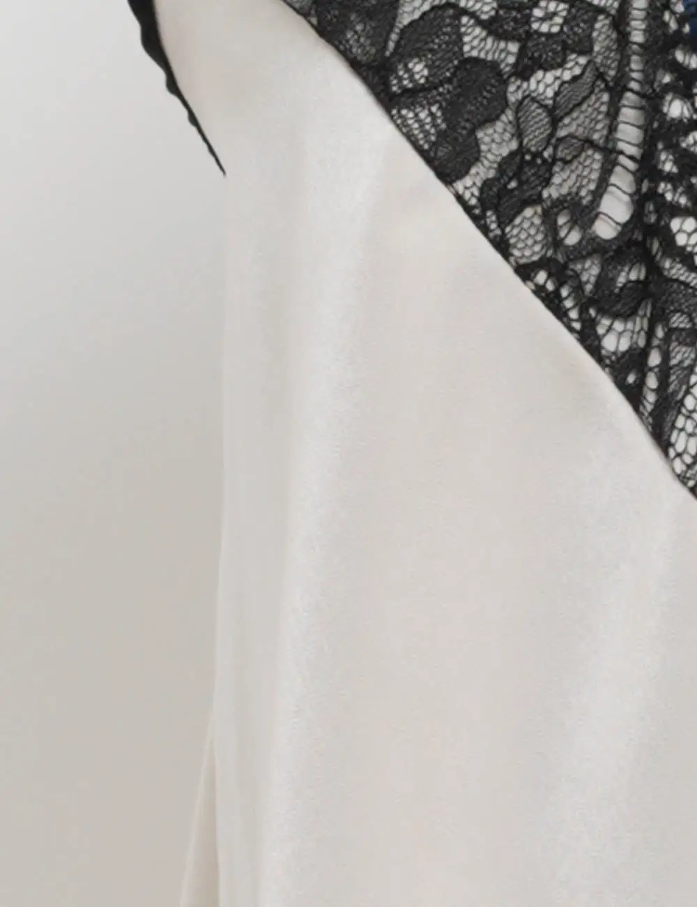 Satin Lace Trim V Neck Spaghetti Strap Cami Top