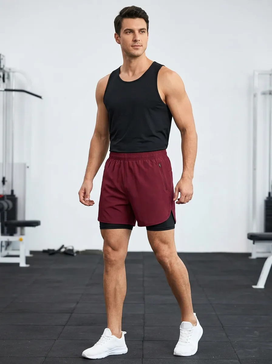 Men's Dynamic Fit Layered Printed Workout Shorts