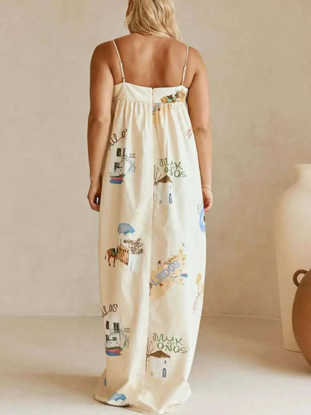 Bohemian Printed Cami Maxi Dress with Pockets