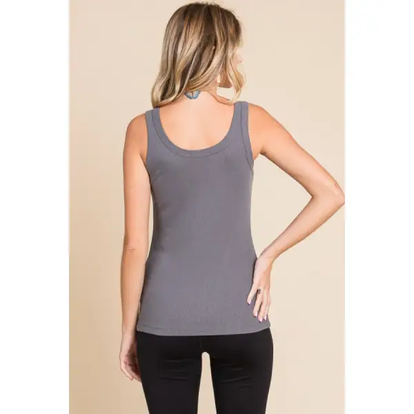 Cozy Full Size Ribbed Scoop Neck Tank