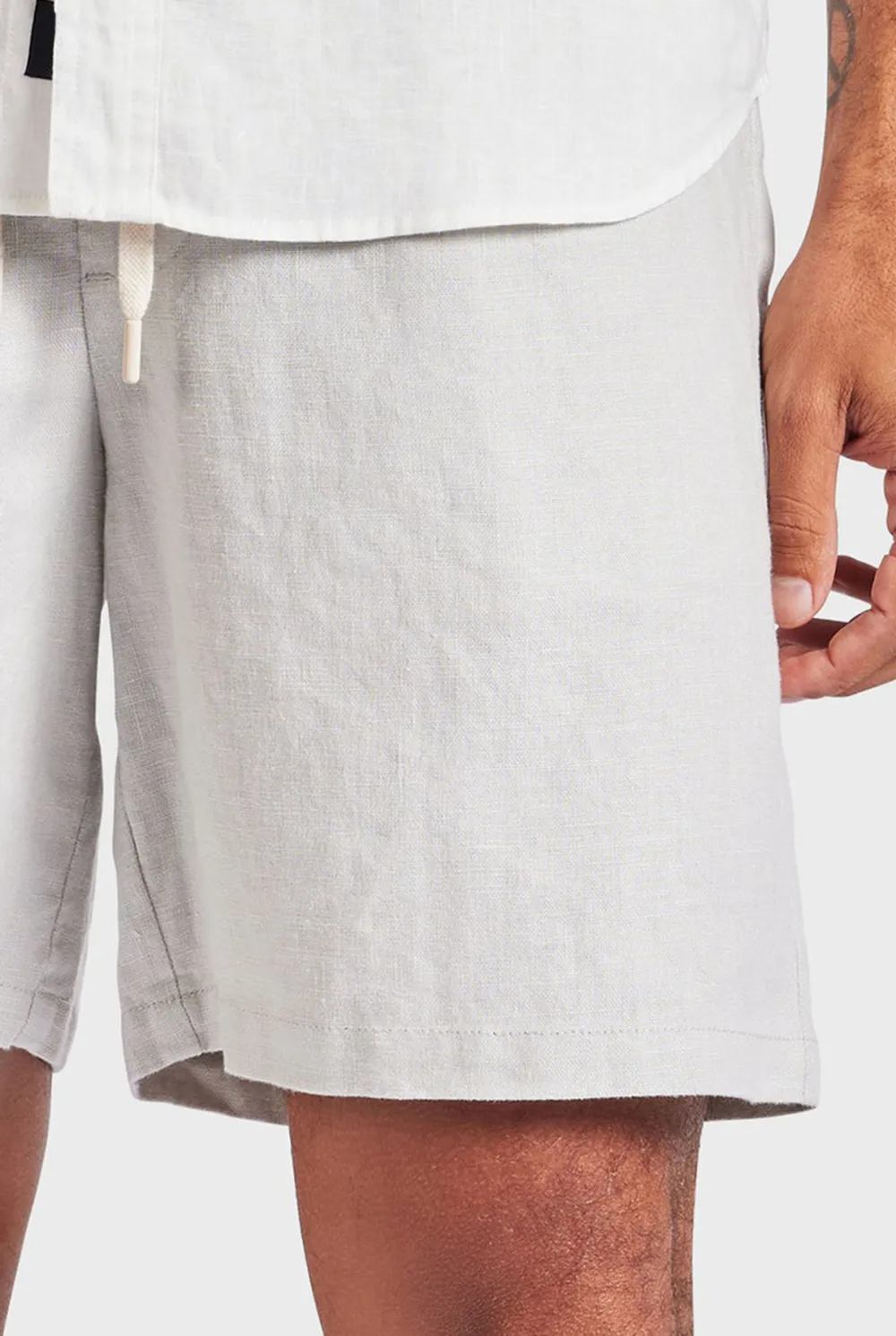 Ice Gray Linen Loose Fit Short