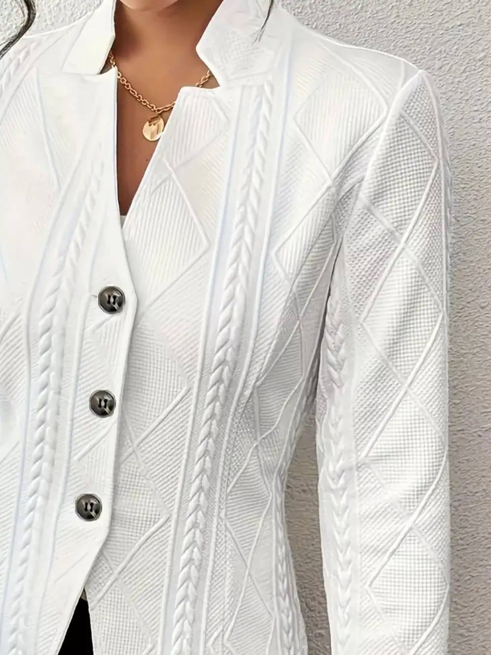 Unlined Textured Knit Button Blazer