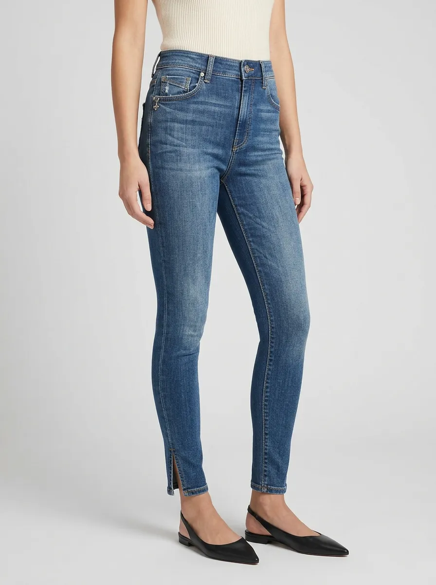 Women's High-Rise Split-Hem Distressed Slim Jeans