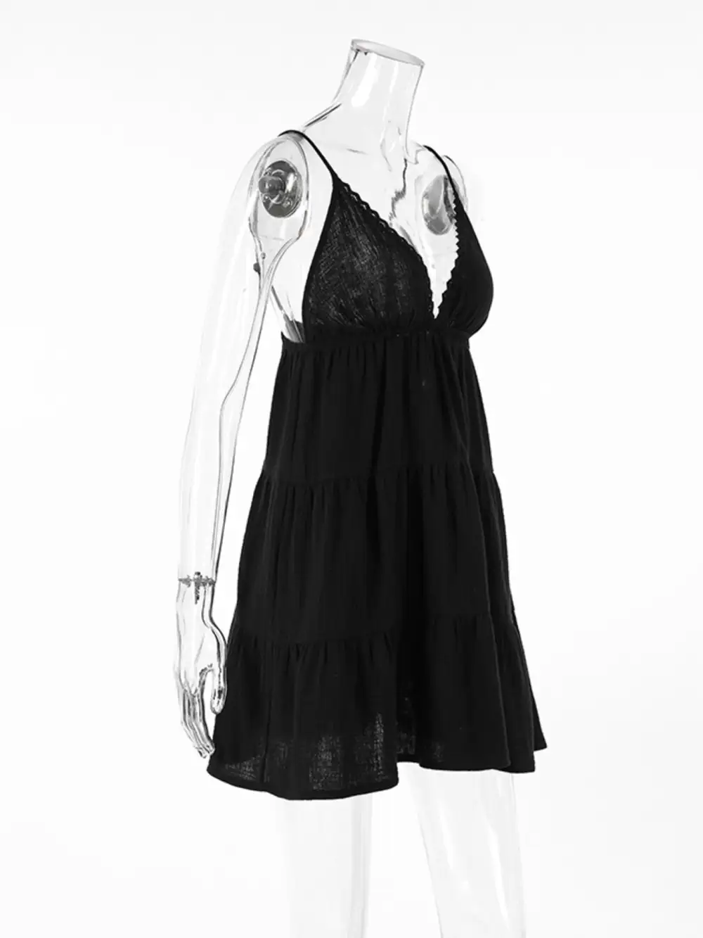 V Neck Tiered Mini Dress