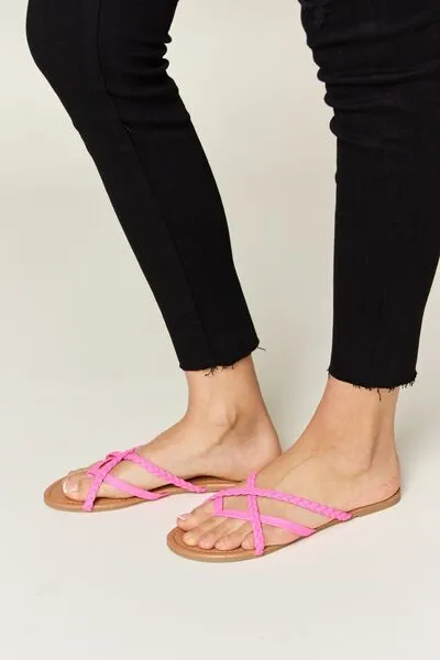 Open-Toe Crisscross Flat Sandals