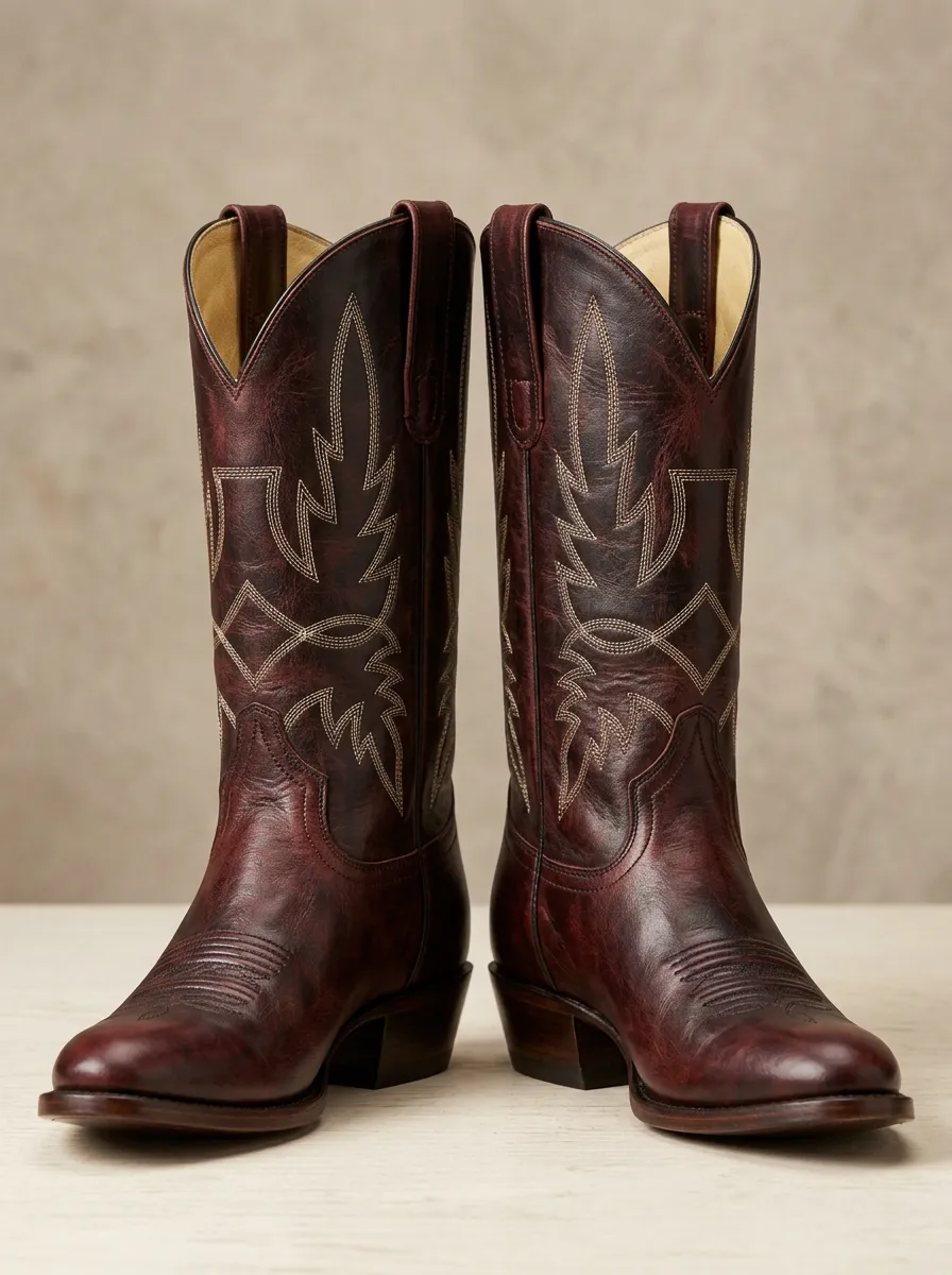 Men's Contrast-Stitch Pointed-Toe Cowboy Boots