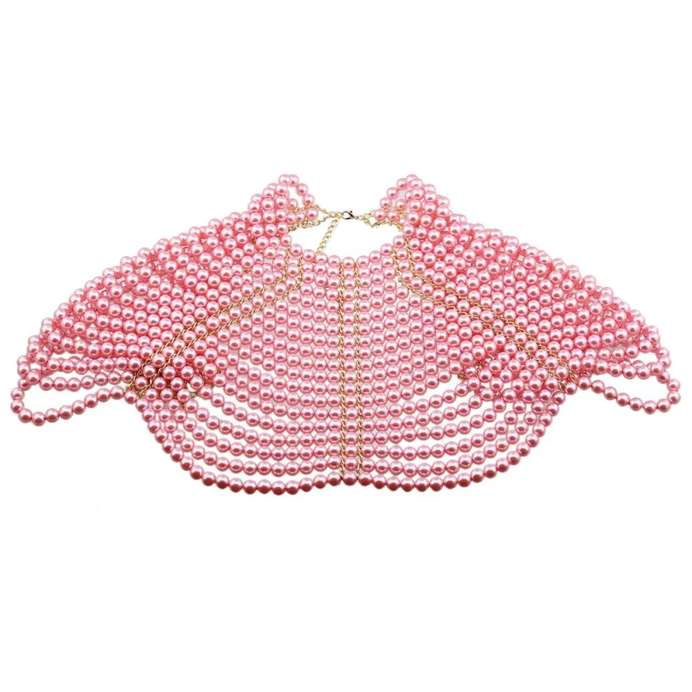 Beaded Pearl Necklace Fringe Shawl