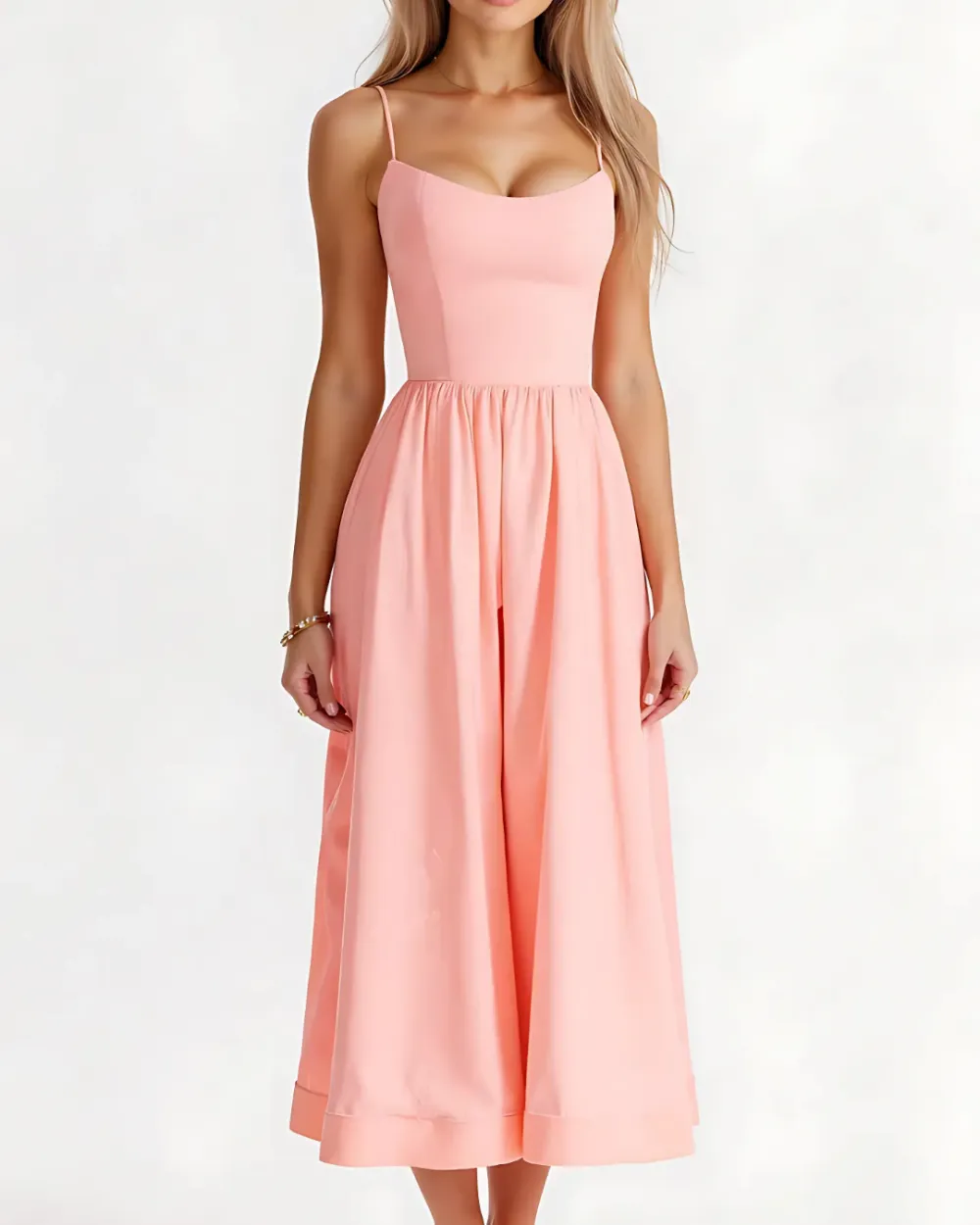 A Line Midi Dress Flared Skirt