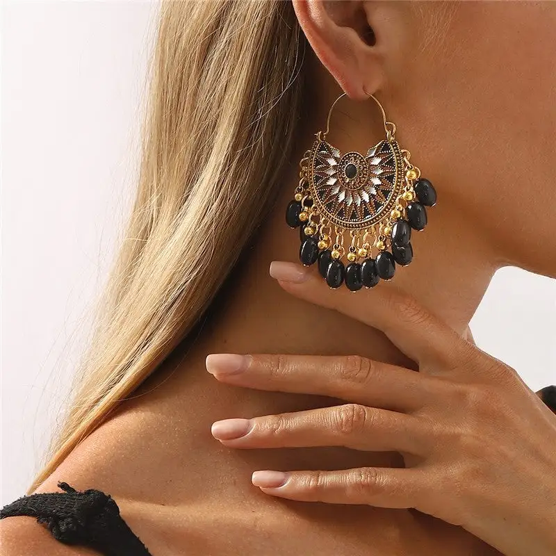 Crystal Fringe Round Drop Earrings