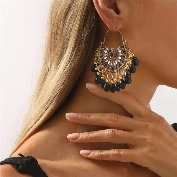 Crystal Fringe Round Drop Earrings