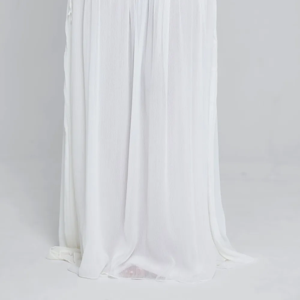White Flowy Georgette Maxi Skirt