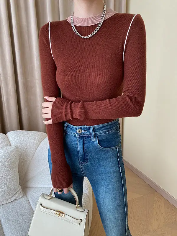 Women's Colorblock Round-Neck Sweater