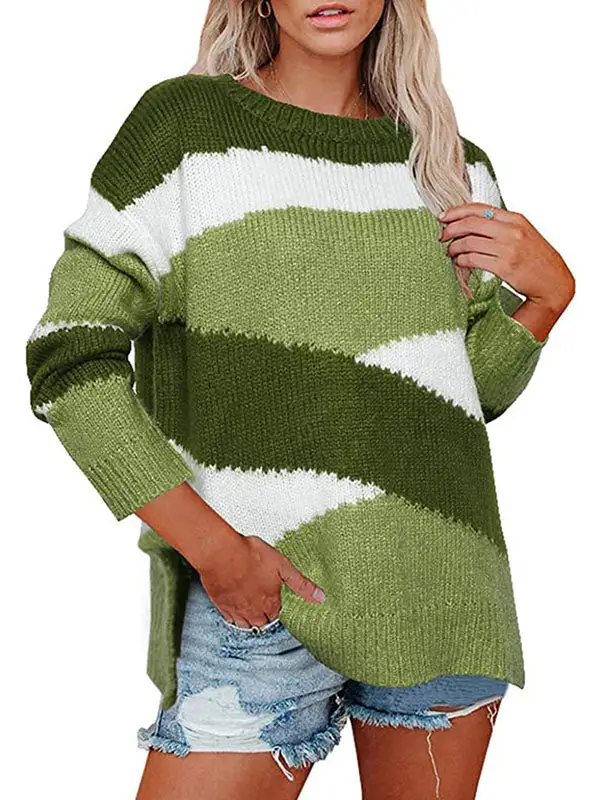 Women's Striped Long-Sleeve Sweater