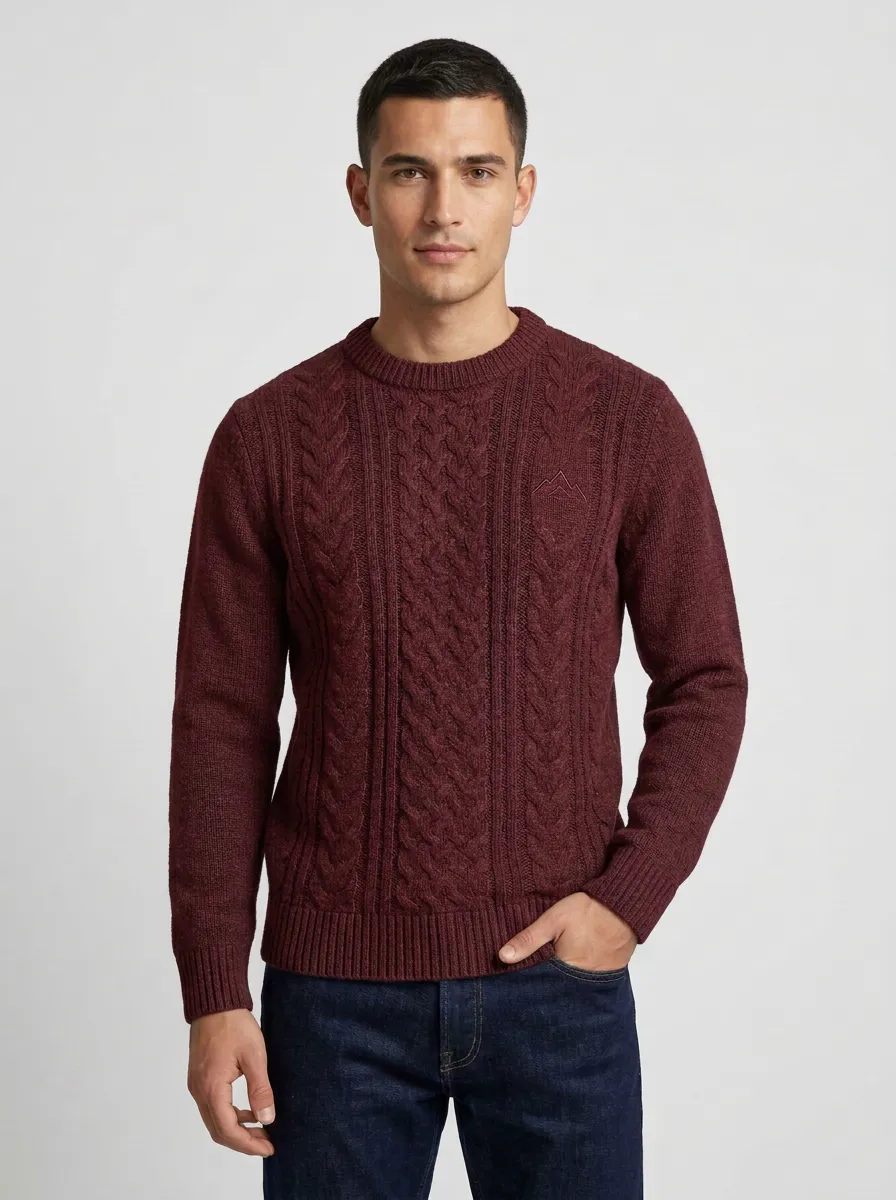 Men's Charcoal Grey Cable Knit Sweater